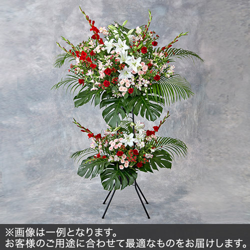 2段スタンド花Mサイズ(レッド・ピンク系)