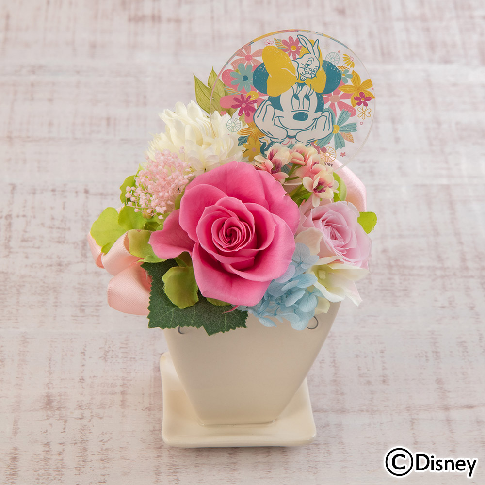 ディズニー プリザーブド＆アーティフィシャルアレンジメント「ソフトパステル」（ミニーマウス）