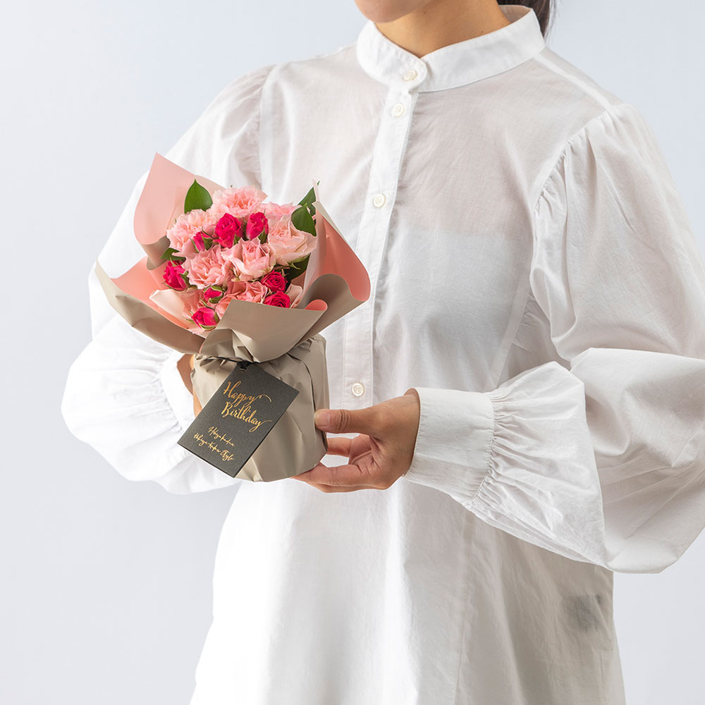 メロディボックス花束「ローズハッピーバースデー」【沖縄届不可】