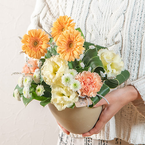 【お供え用】 O・SO・NA・E flower 線香「花は咲く」（寄付付き）とアレンジメントのセット