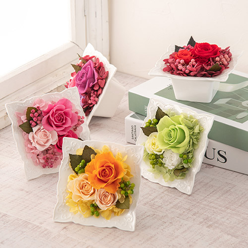 【最短翌日届け】プリザーブドアレンジメント「プティットフルール・ヴェール」