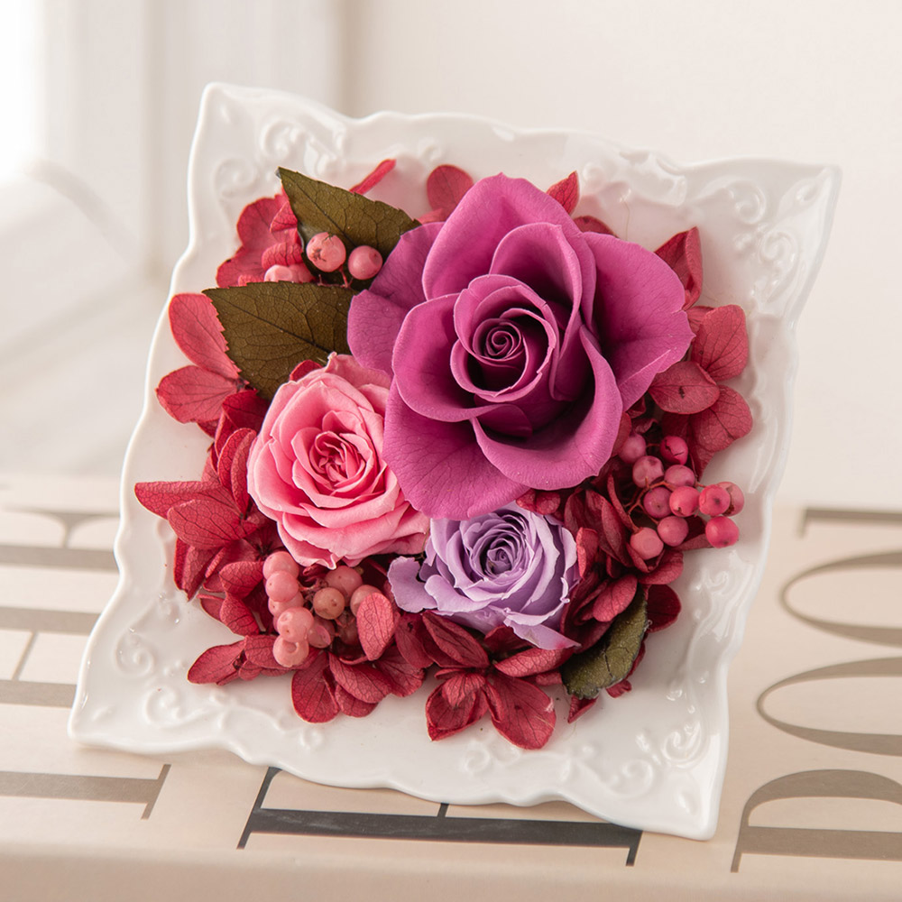 【最短翌日届け】プリザーブドアレンジメント「プティットフルール・ヴィオレ」