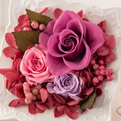 【最短翌日届け】プリザーブドアレンジメント「プティットフルール・ヴィオレ」