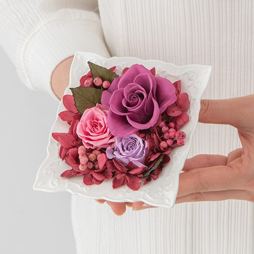 【最短翌日届け】プリザーブドアレンジメント「プティットフルール・ヴィオレ」