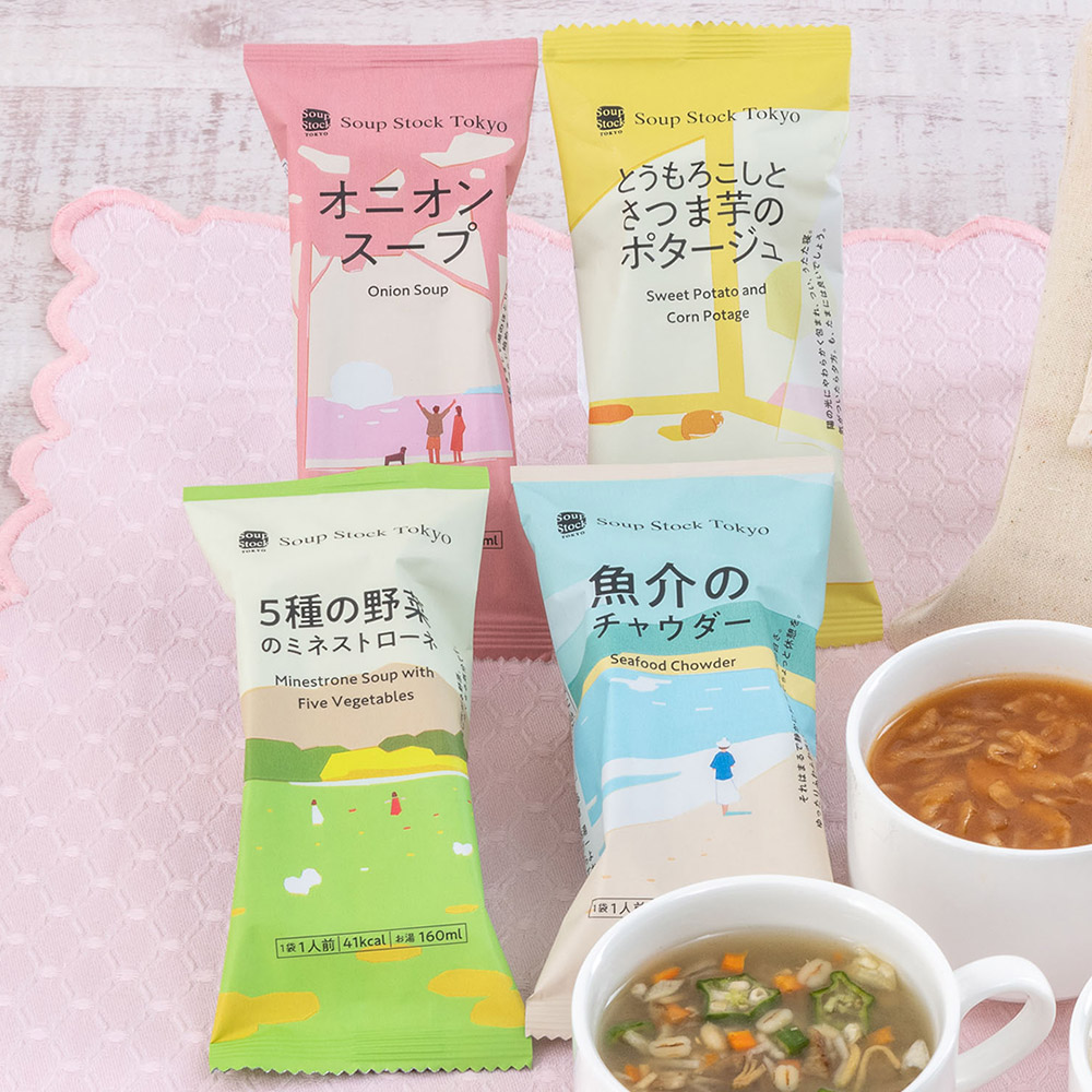 母の日 Soup Stock Tokyo「フリーズドライスープ4種類」とアレンジメントのセット