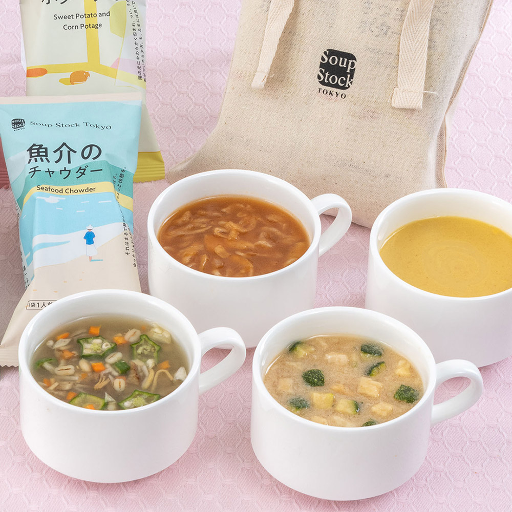 母の日 Soup Stock Tokyo「フリーズドライスープ4種類」とアレンジメントのセット