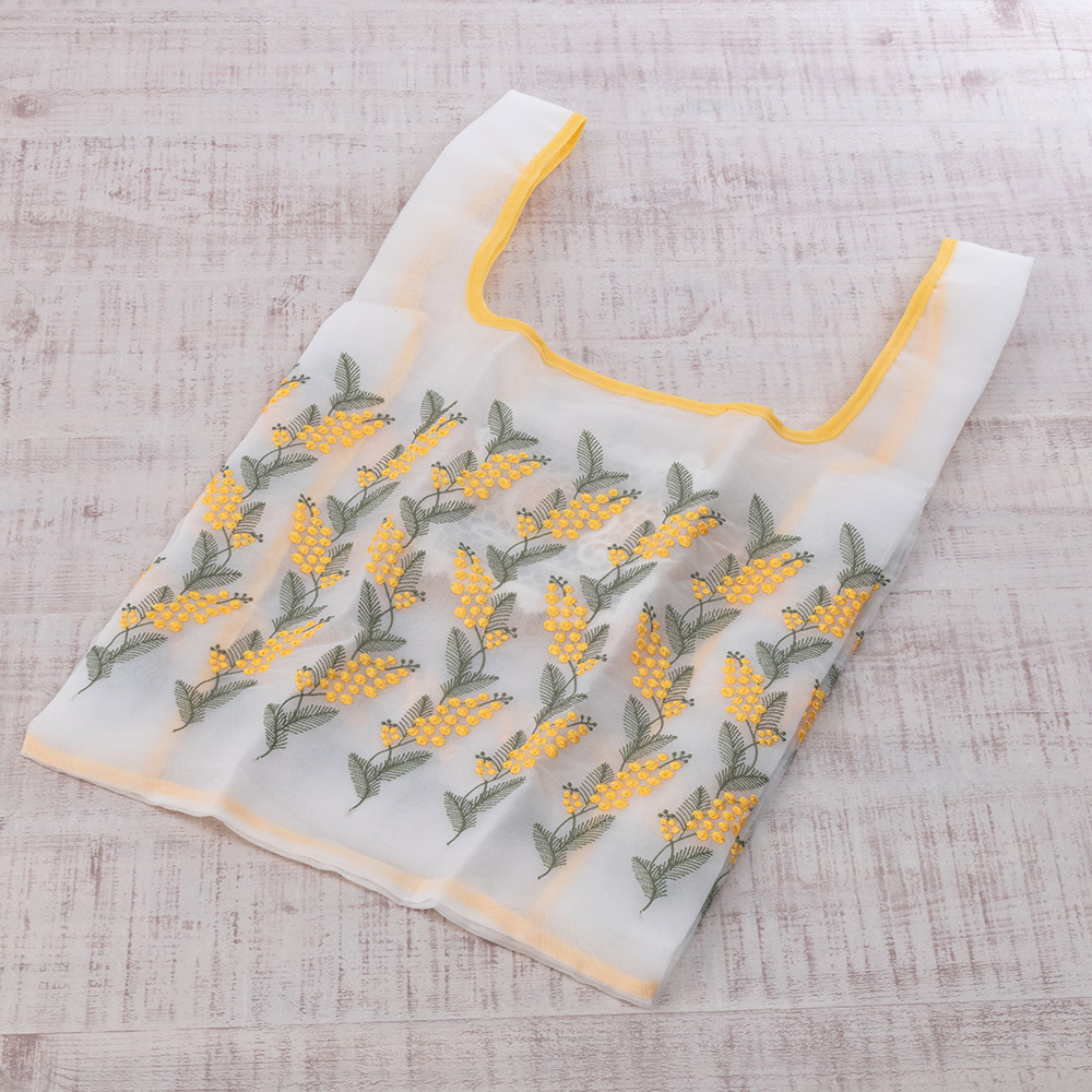 母の日 近沢レース店「ミモザ刺繍サブバック」とアレンジメントのセット
