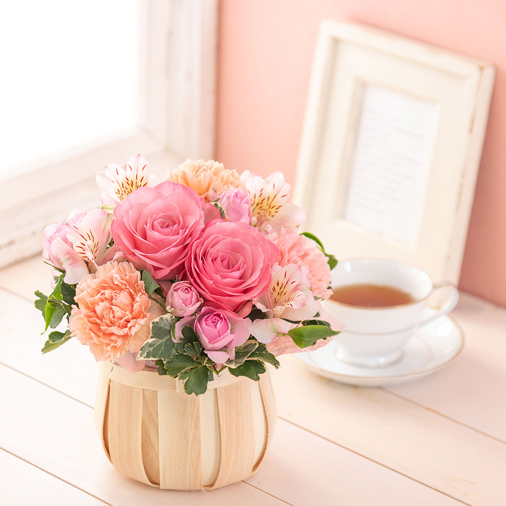【最短翌日届け】春の旬の花 バラ アレンジメント「カンシオン」