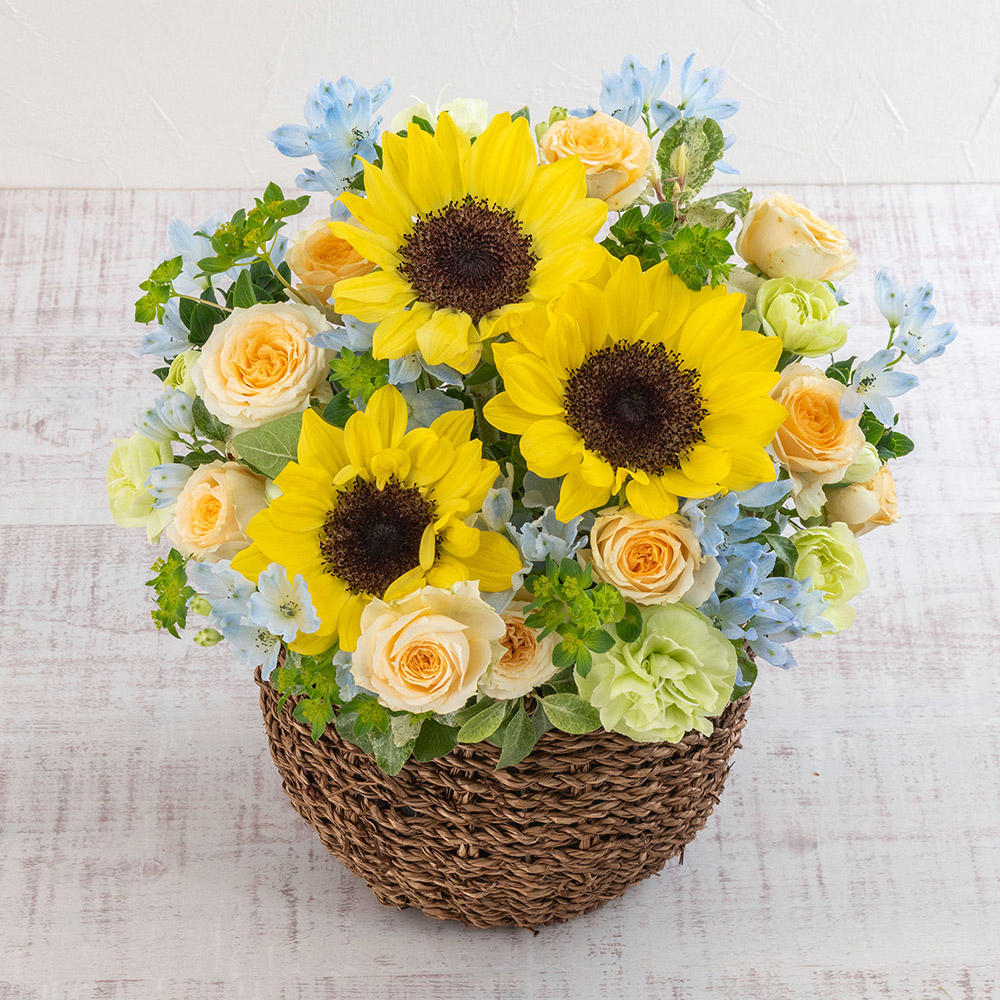 【最短翌日届け】6月旬の花ヒマワリ アレンジメント「セレーノ」