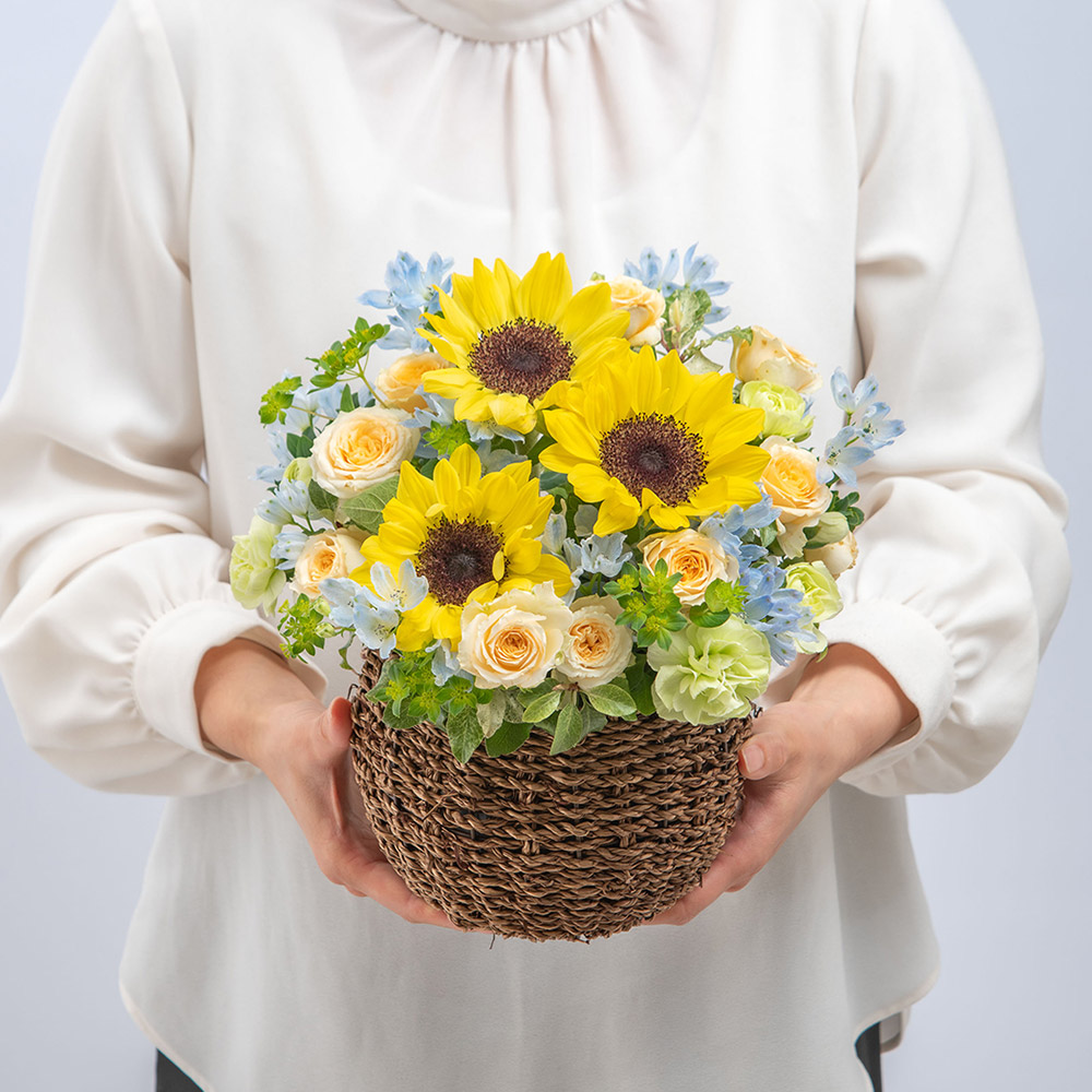 【最短翌日届け】6月旬の花ヒマワリ アレンジメント「セレーノ」