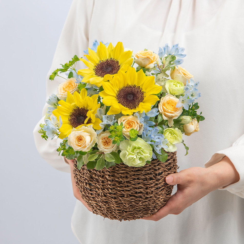 【最短翌日届け】6月旬の花ヒマワリ アレンジメント「セレーノ」