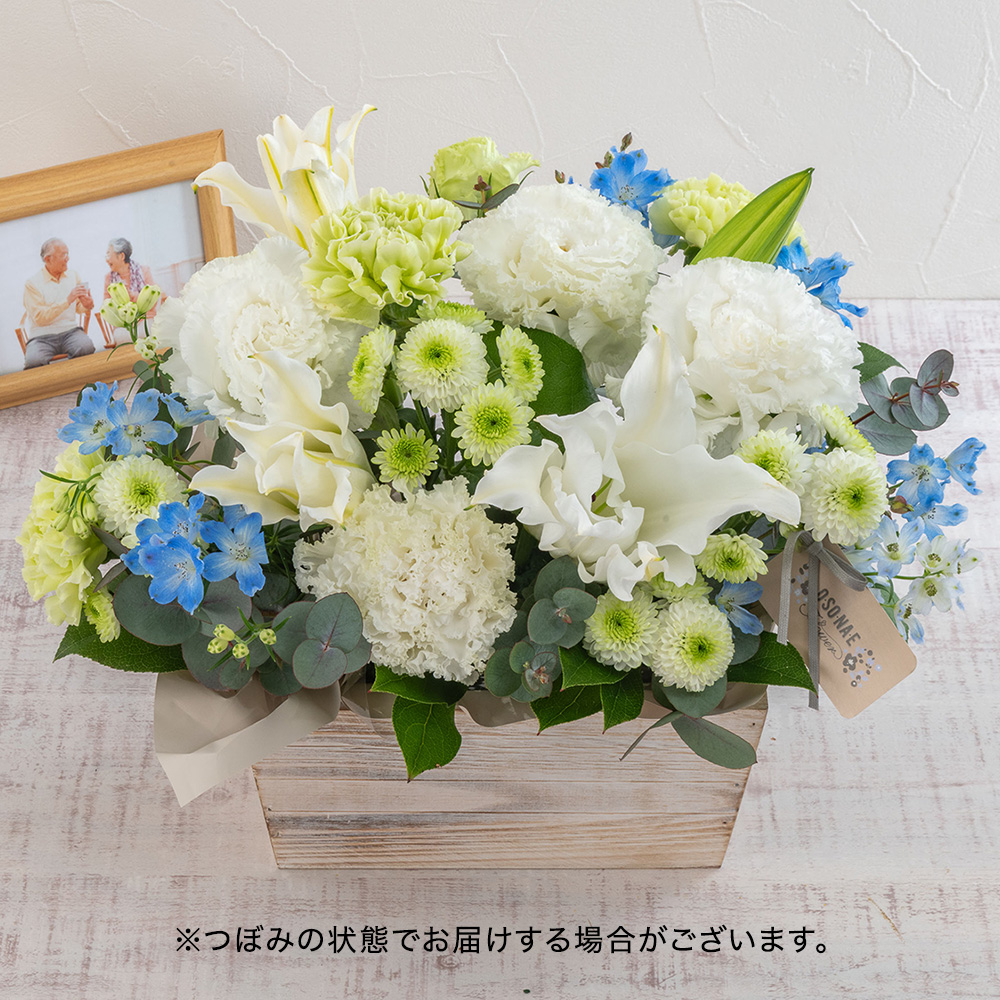 【お供え用】 O・SO・NA・E flower 「6月のウッドボックスアレンジメント」