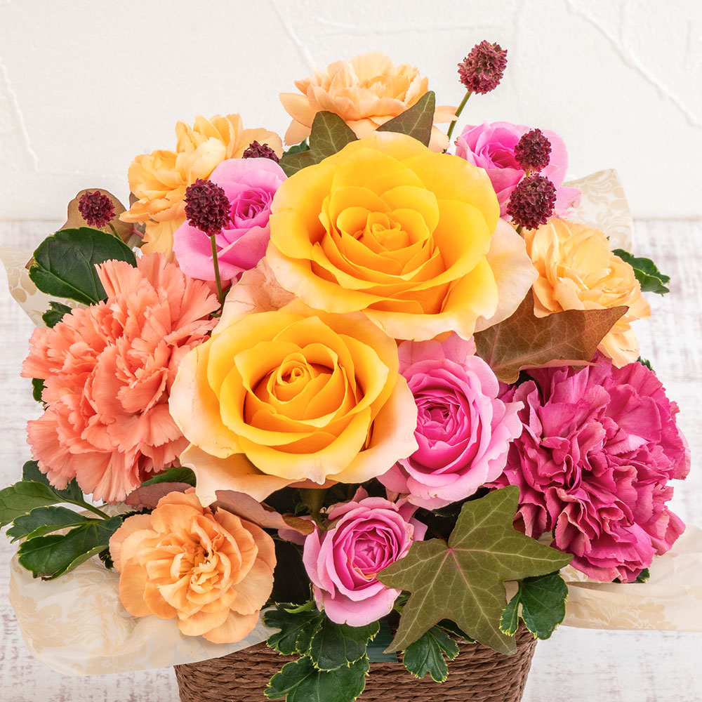 【最短翌日届け】9月旬の花 バラ アレンジメント「シャルール」
