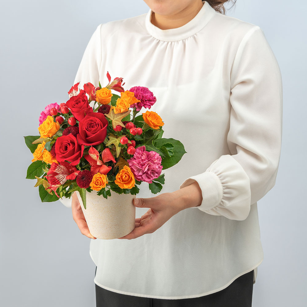 9月旬の花 バラ アレンジメント「ベルフーレ」