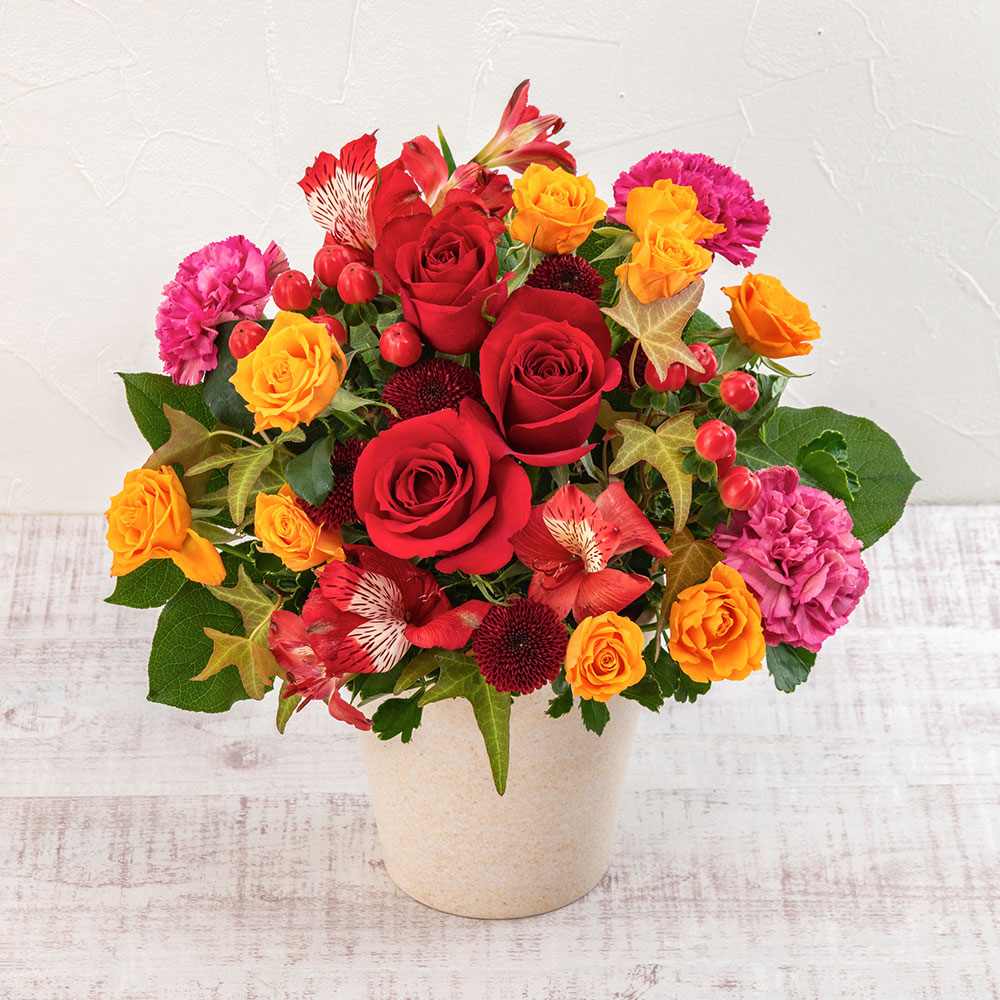 【最短翌日届け】9月旬の花 バラ アレンジメント「ベルフーレ」