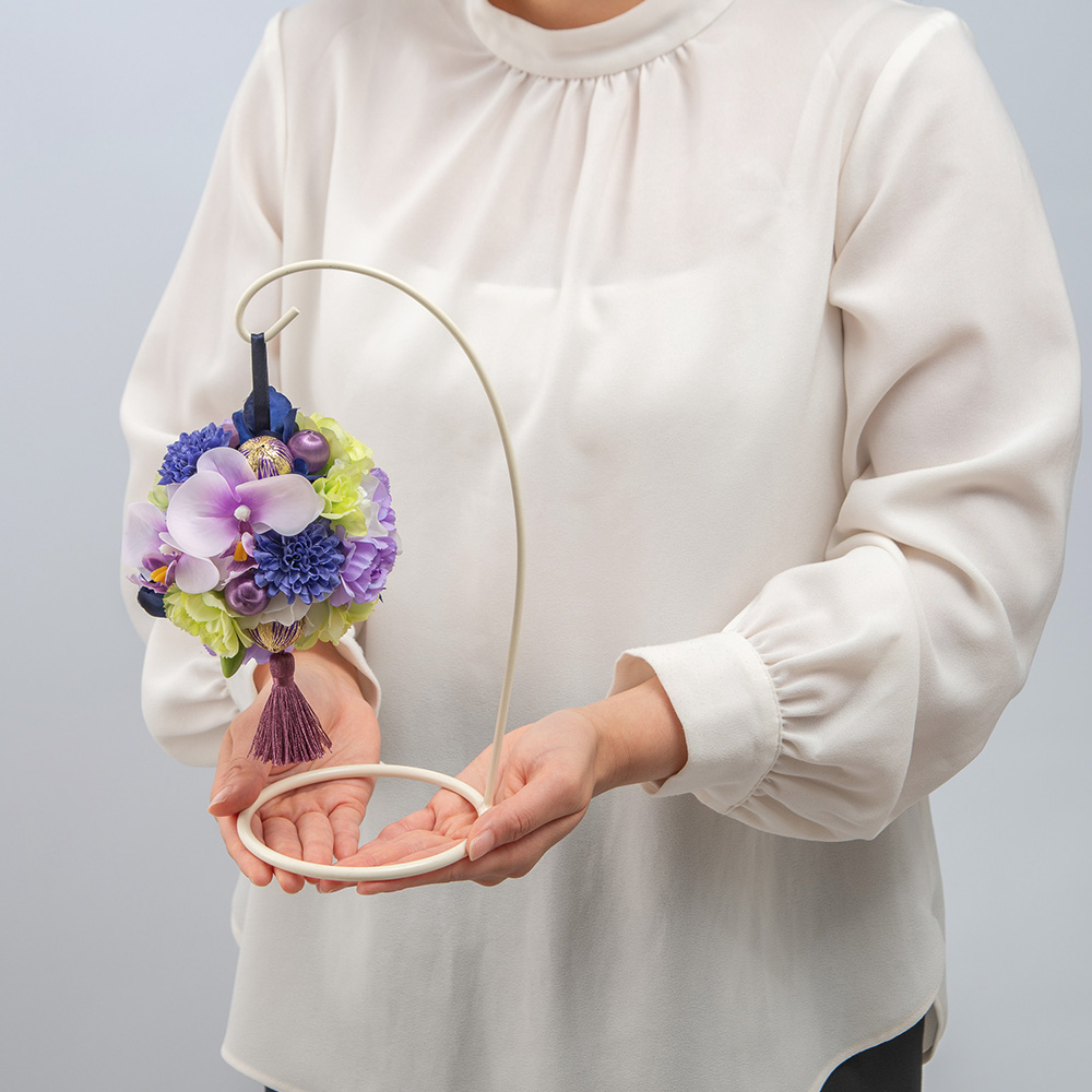【長寿祝い】アーティフィシャルアレンジメント「鞠華（パープル）」