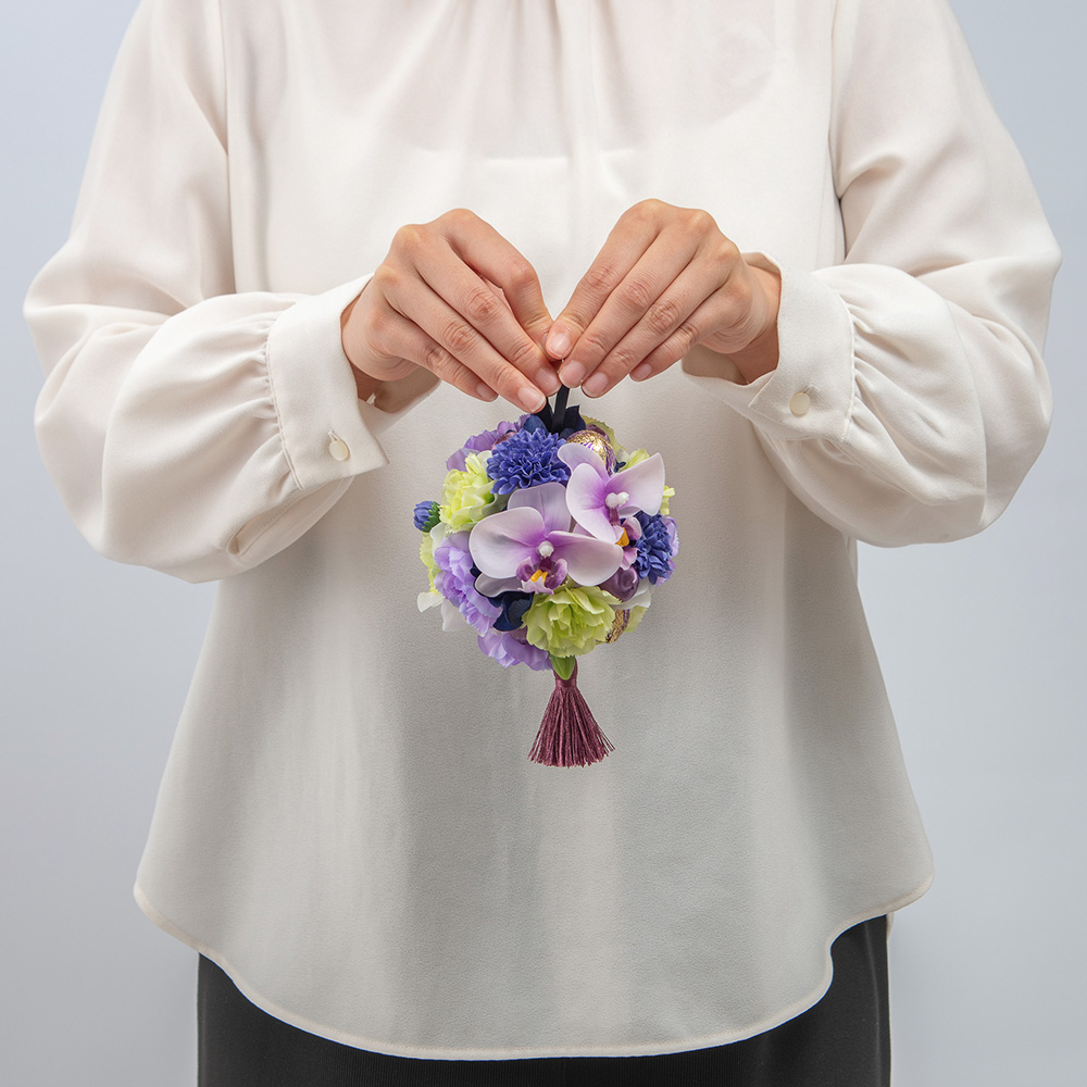 【長寿祝い】アーティフィシャルアレンジメント「鞠華（パープル）」