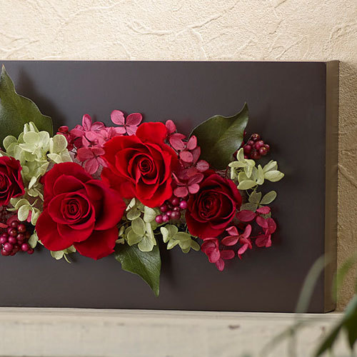 【最短翌日届け】プリザーブド＆アーティフィシャルアレンジメント「ローズブロッサム・パッションロッソ」