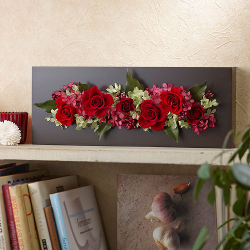 【最短翌日届け】プリザーブド＆アーティフィシャルアレンジメント「ローズブロッサム・パッションロッソ」