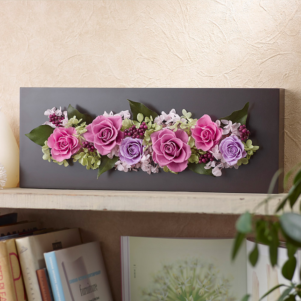 【最短翌日届け】プリザーブド＆アーティフィシャル「ローズブロッサム・エレガントビオレ」