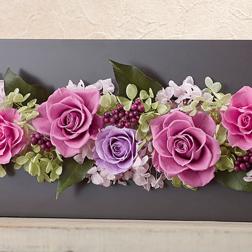 【最短翌日届け】プリザーブド＆アーティフィシャル「ローズブロッサム・エレガントビオレ」