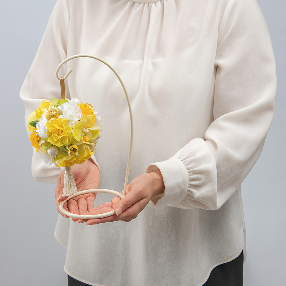 【長寿祝い】アーティフィシャルアレンジメント「鞠華（イエロー）」