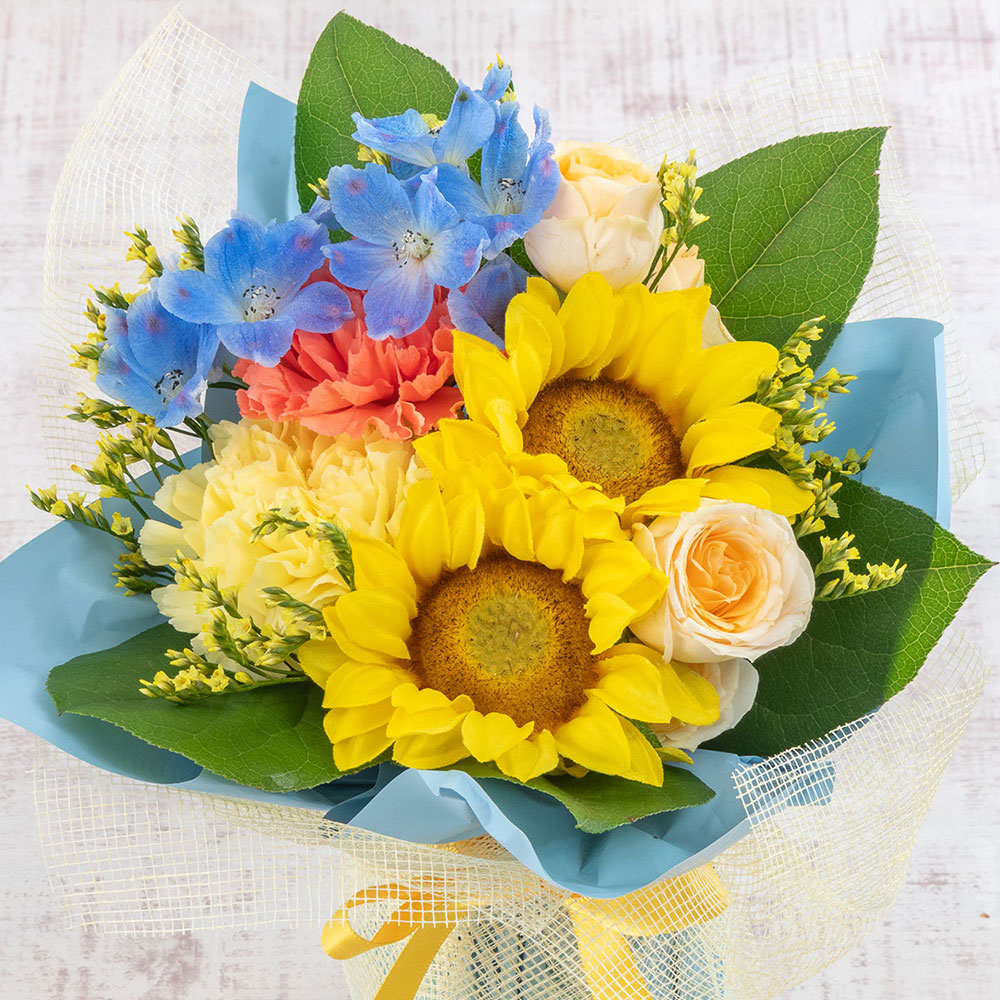 6月旬の花ヒマワリ そのまま飾れるブーケ「ソレイユ」