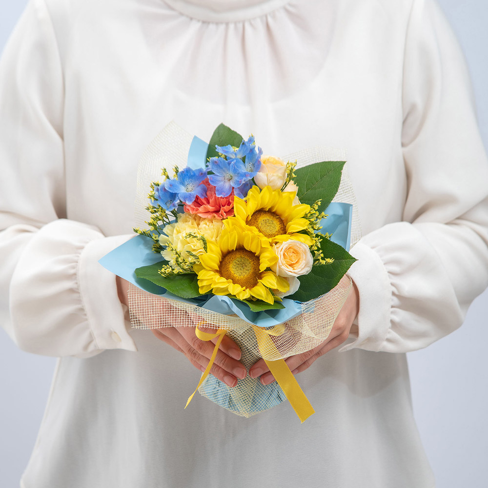 6月旬の花ヒマワリ そのまま飾れるブーケ「ソレイユ」