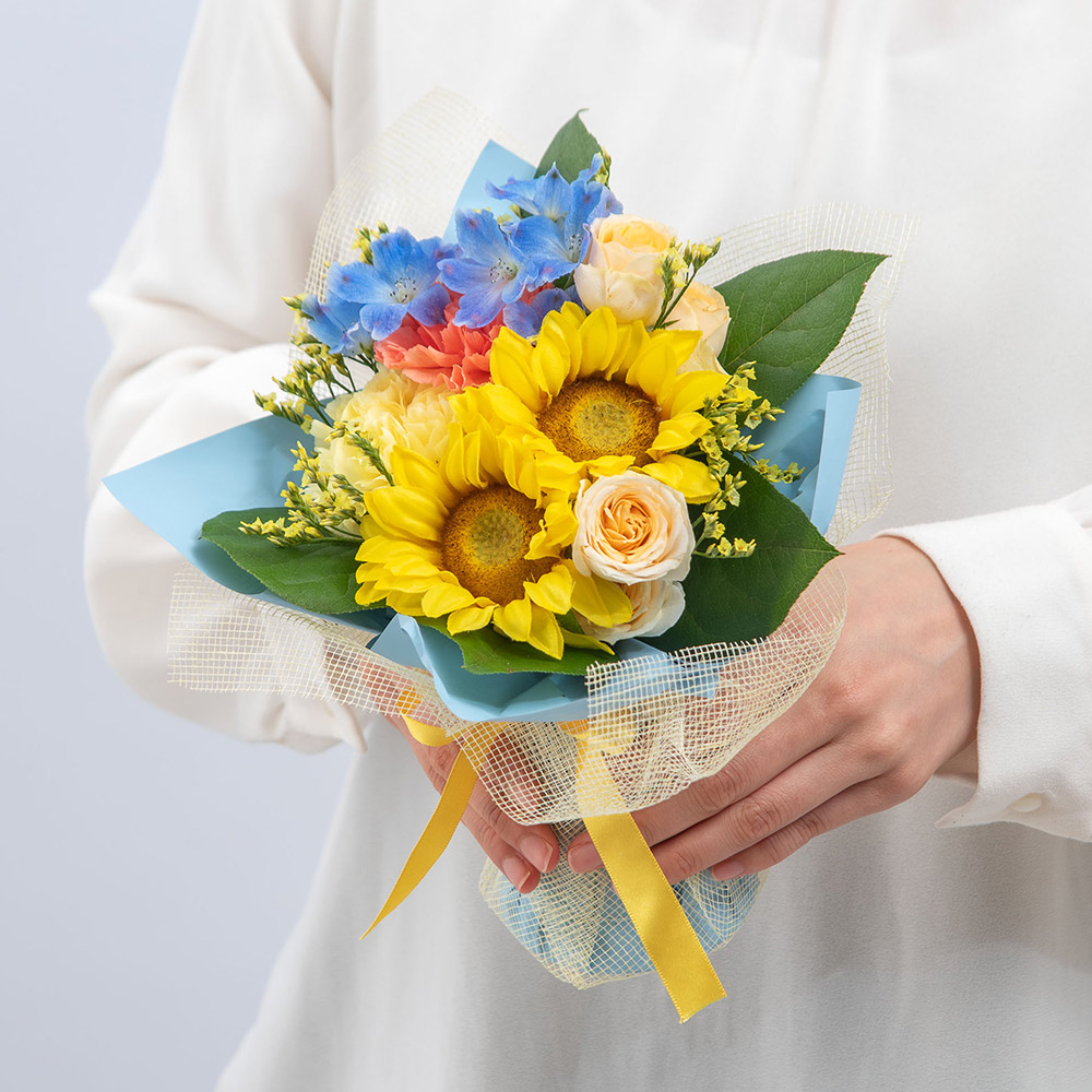 6月旬の花ヒマワリ そのまま飾れるブーケ「ソレイユ」