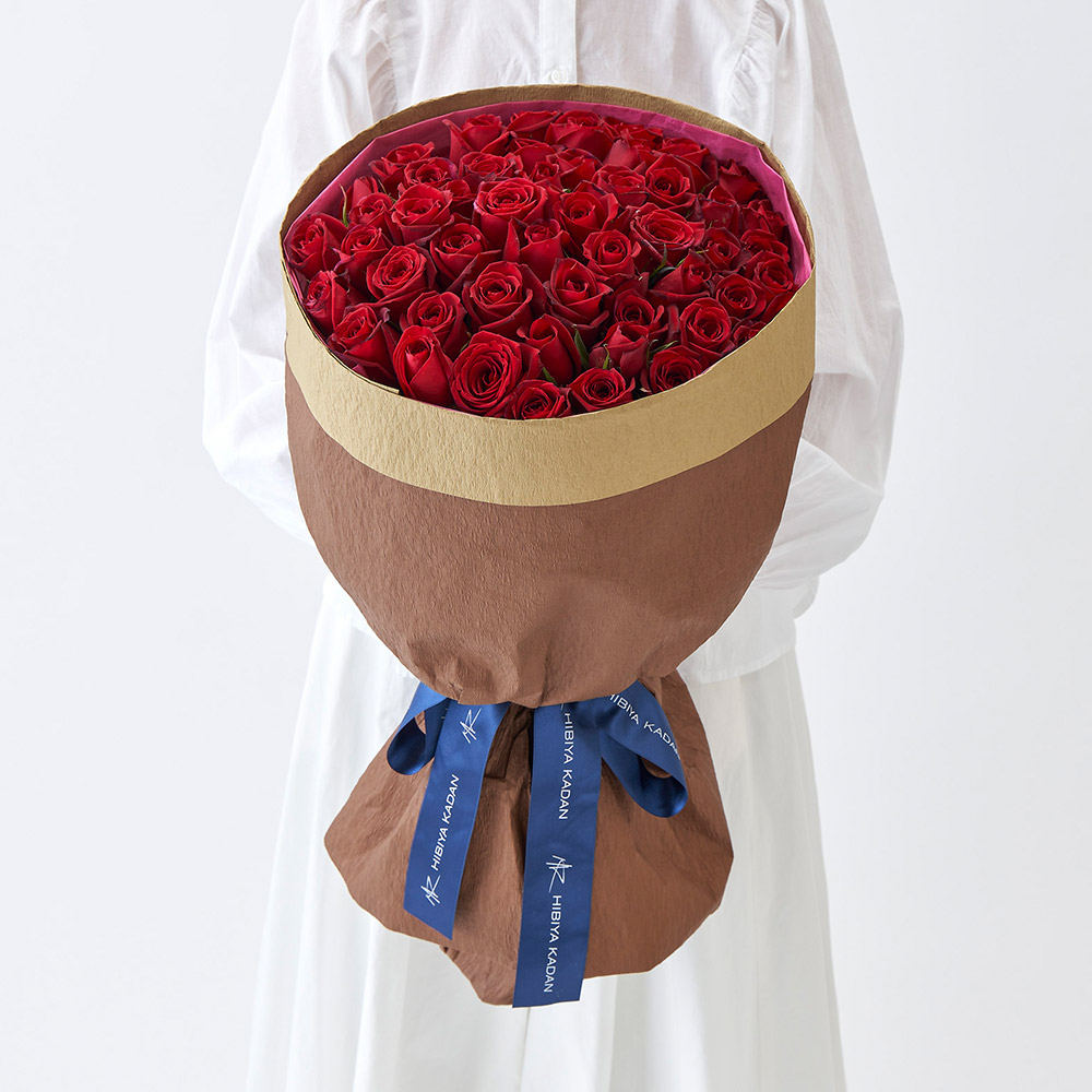 50本の赤バラの花束「アニバーサリーローズ」