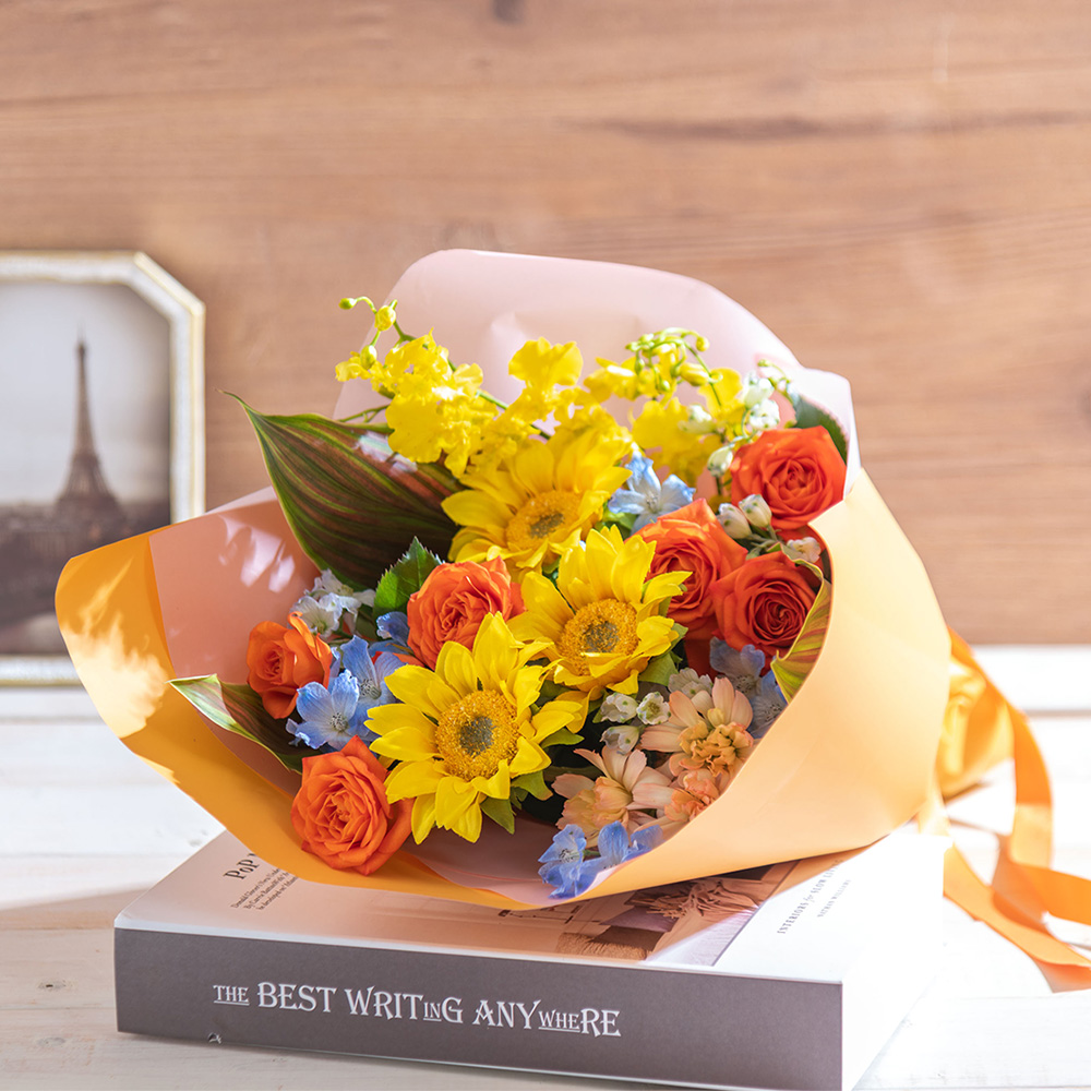 【最短翌日届け】旬の花 ヒマワリ 花束「ムートン」