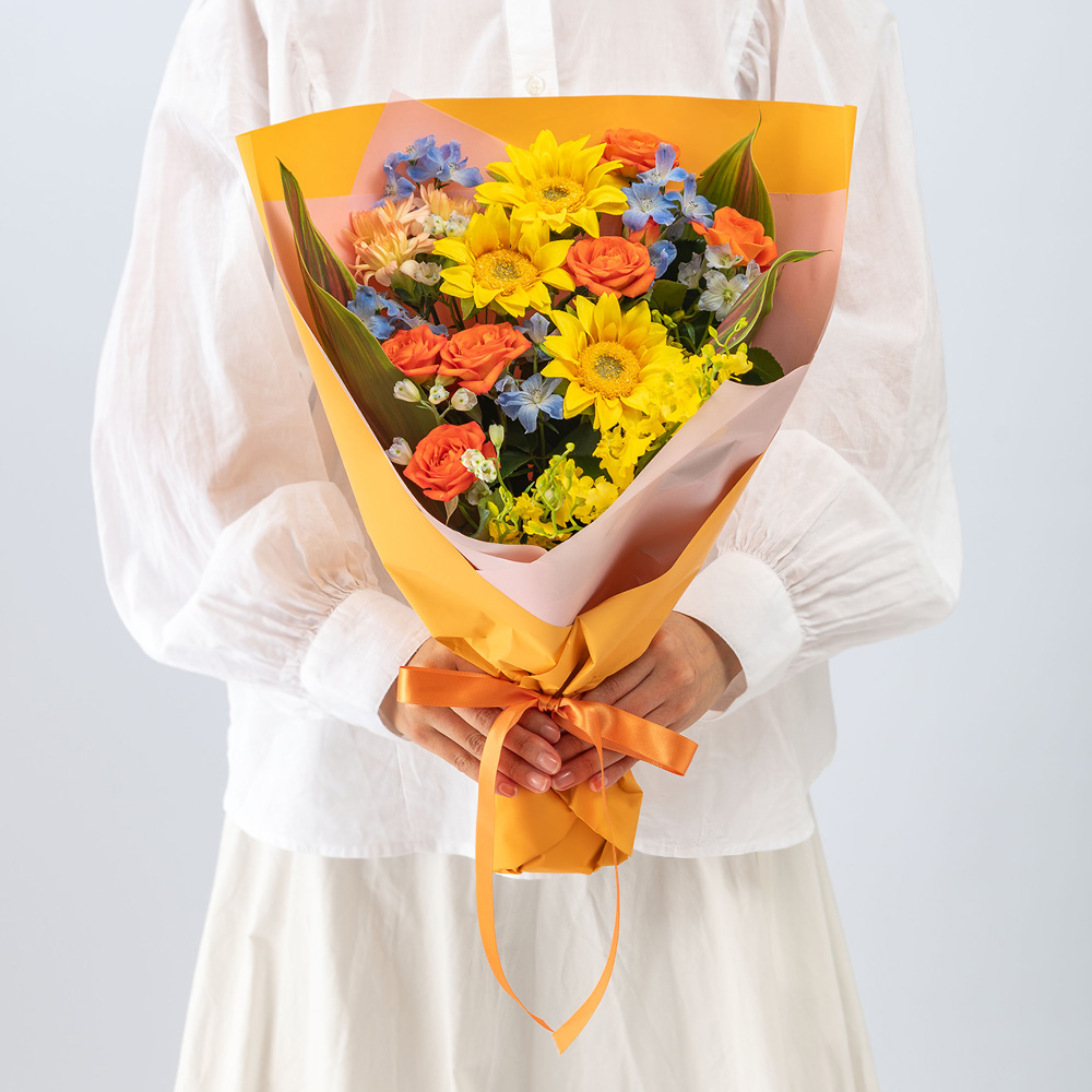 【最短翌日届け】旬の花 ヒマワリ 花束「ムートン」