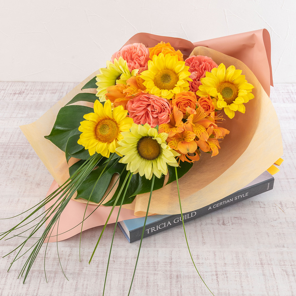 【最短翌日届け】旬の花 ヒマワリ 花束「オーブリオン」