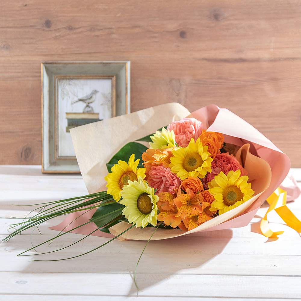 【最短翌日届け】旬の花 ヒマワリ 花束「オーブリオン」