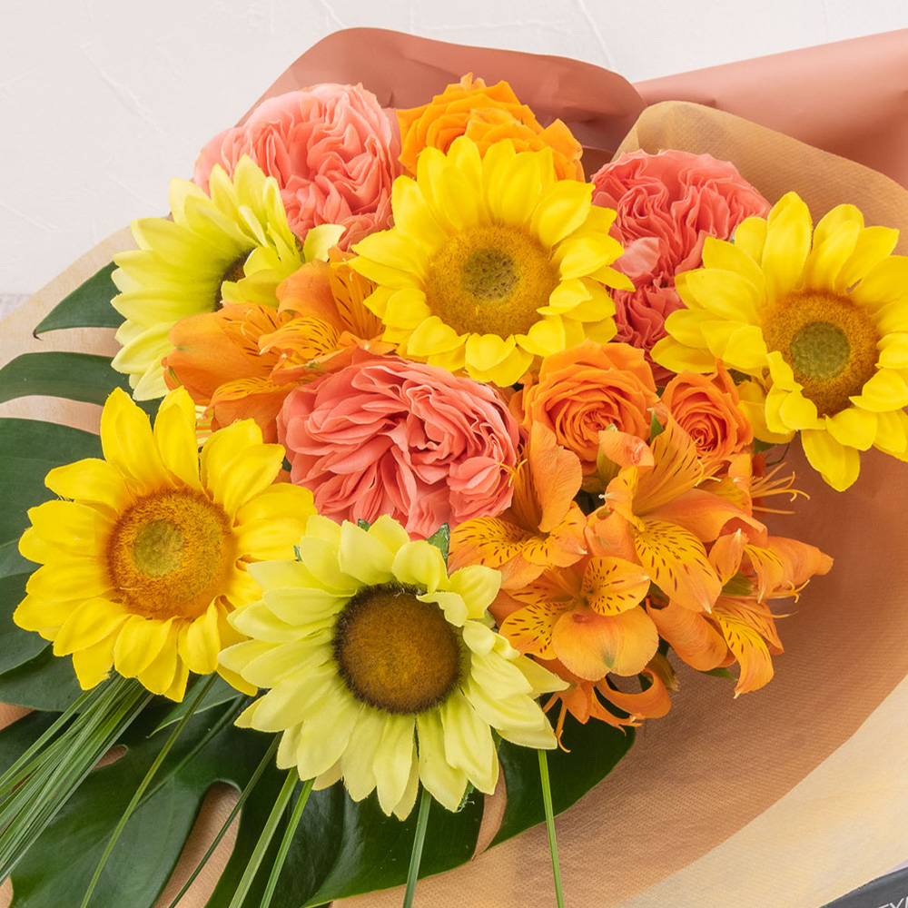 【最短翌日届け】旬の花 ヒマワリ 花束「オーブリオン」
