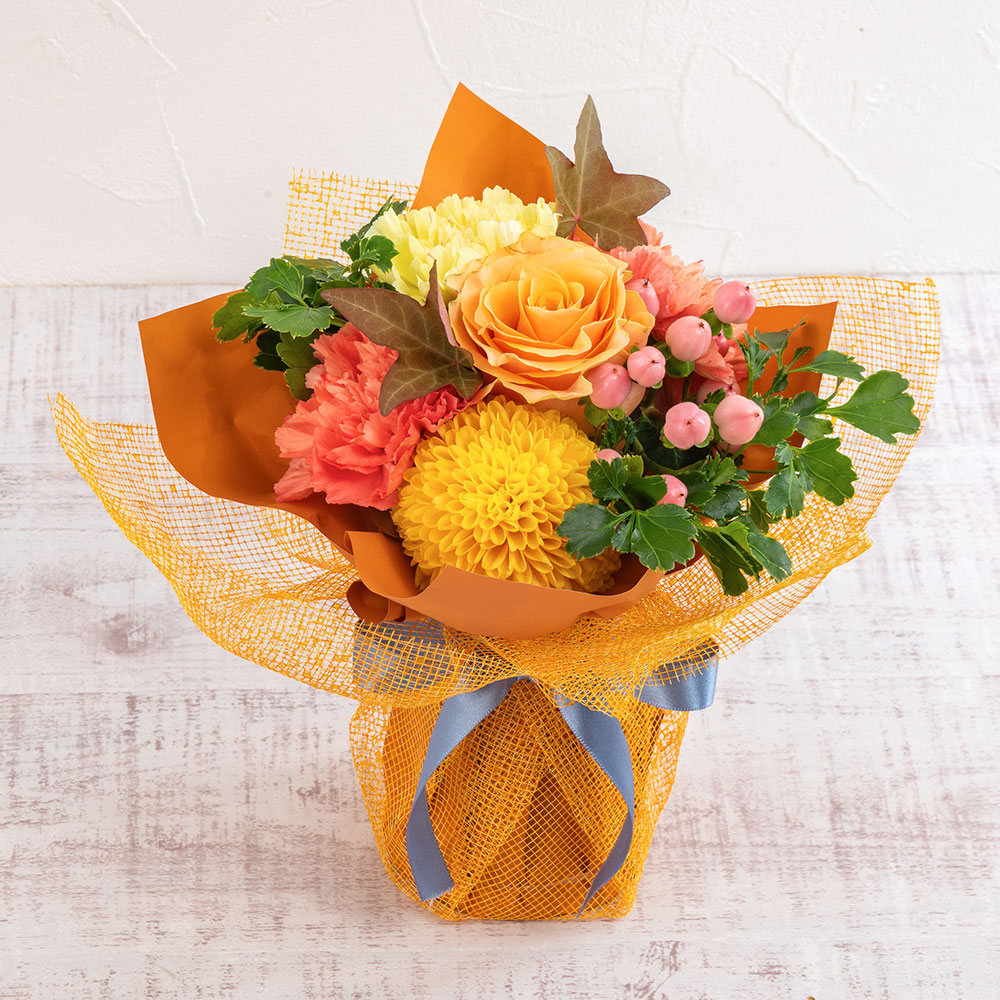 9月旬の花 バラ そのまま飾れるブーケ「ミーチェ」