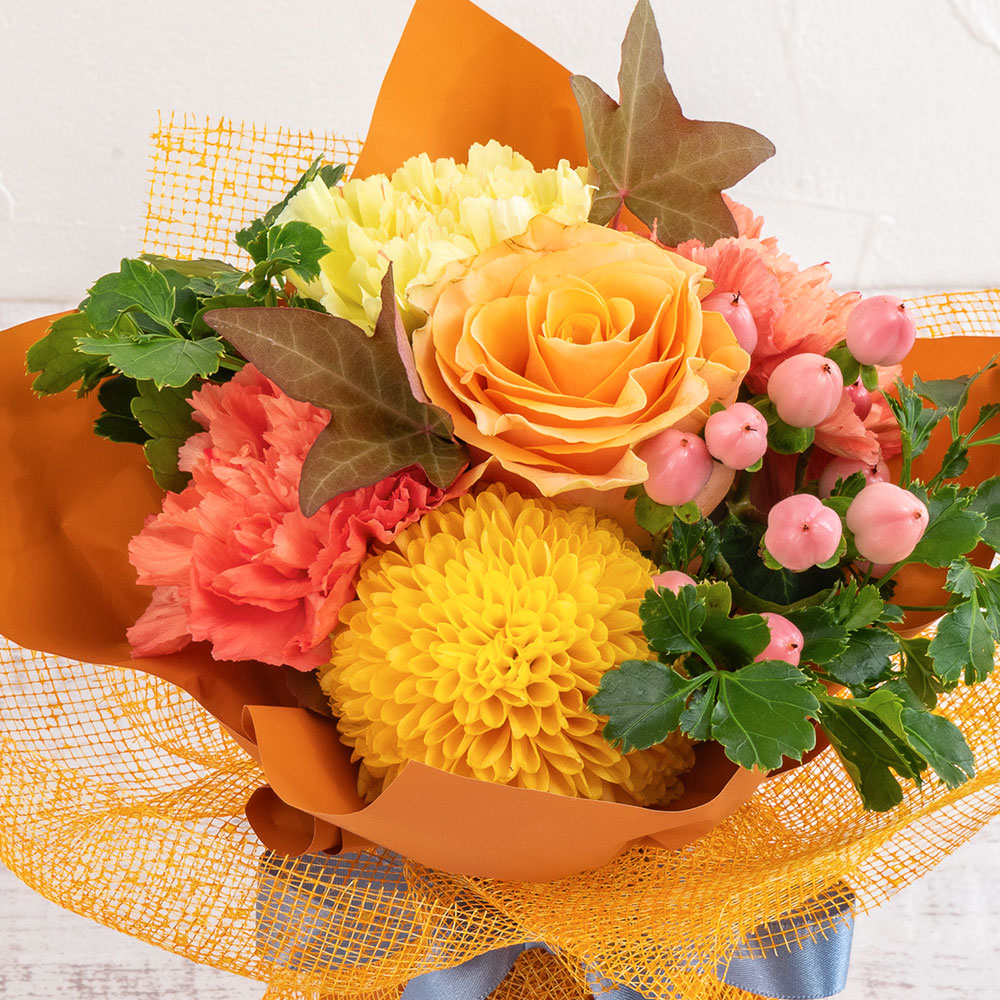 9月旬の花 バラ そのまま飾れるブーケ「ミーチェ」