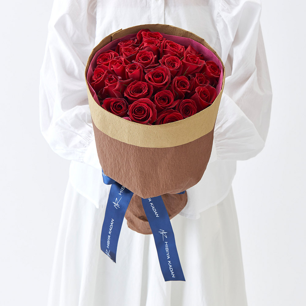 25本の赤バラの花束「アニバーサリーローズ」