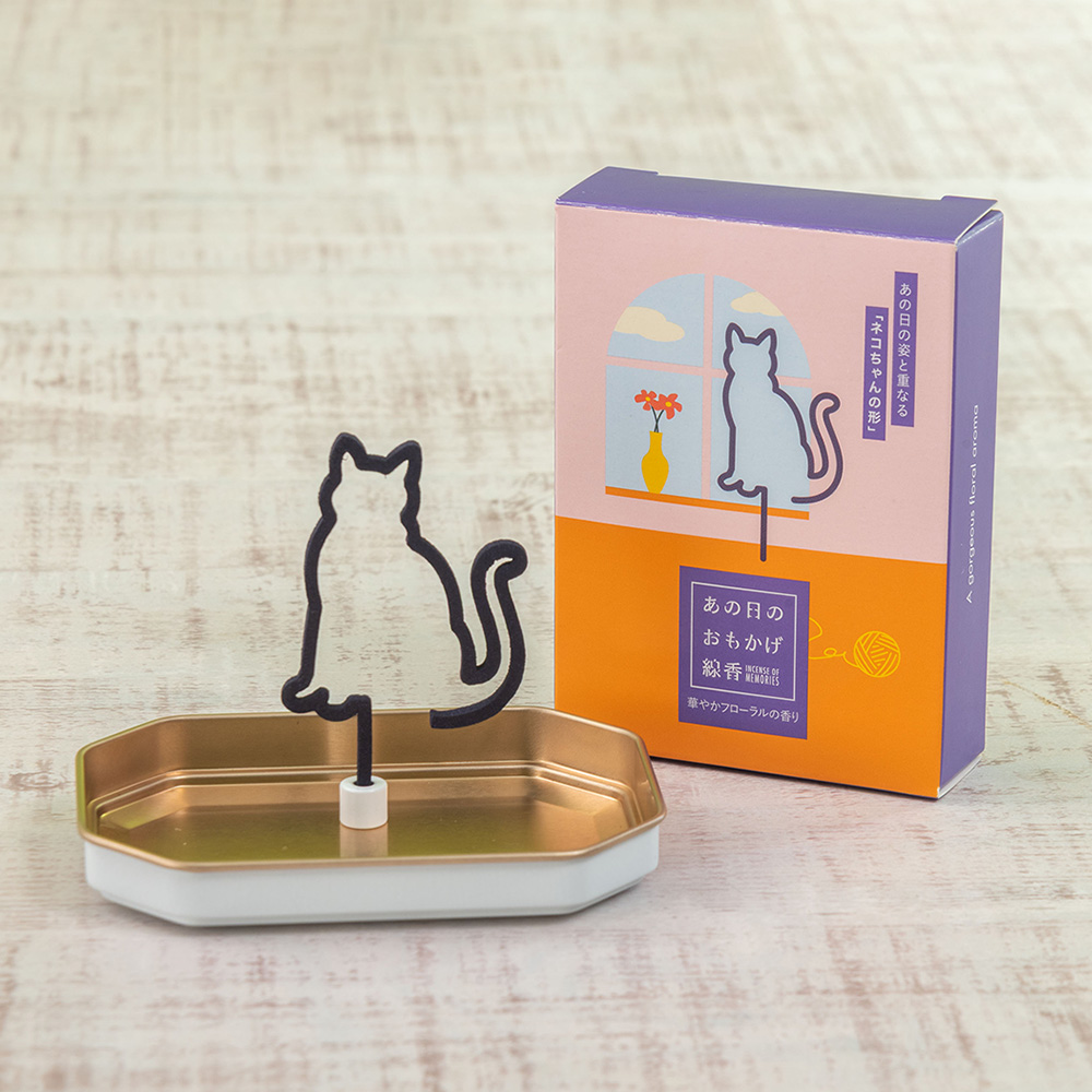 【ペットのお供え用】線香「あの日のおもかげ 猫」とそのまま飾れるブーケのセット
