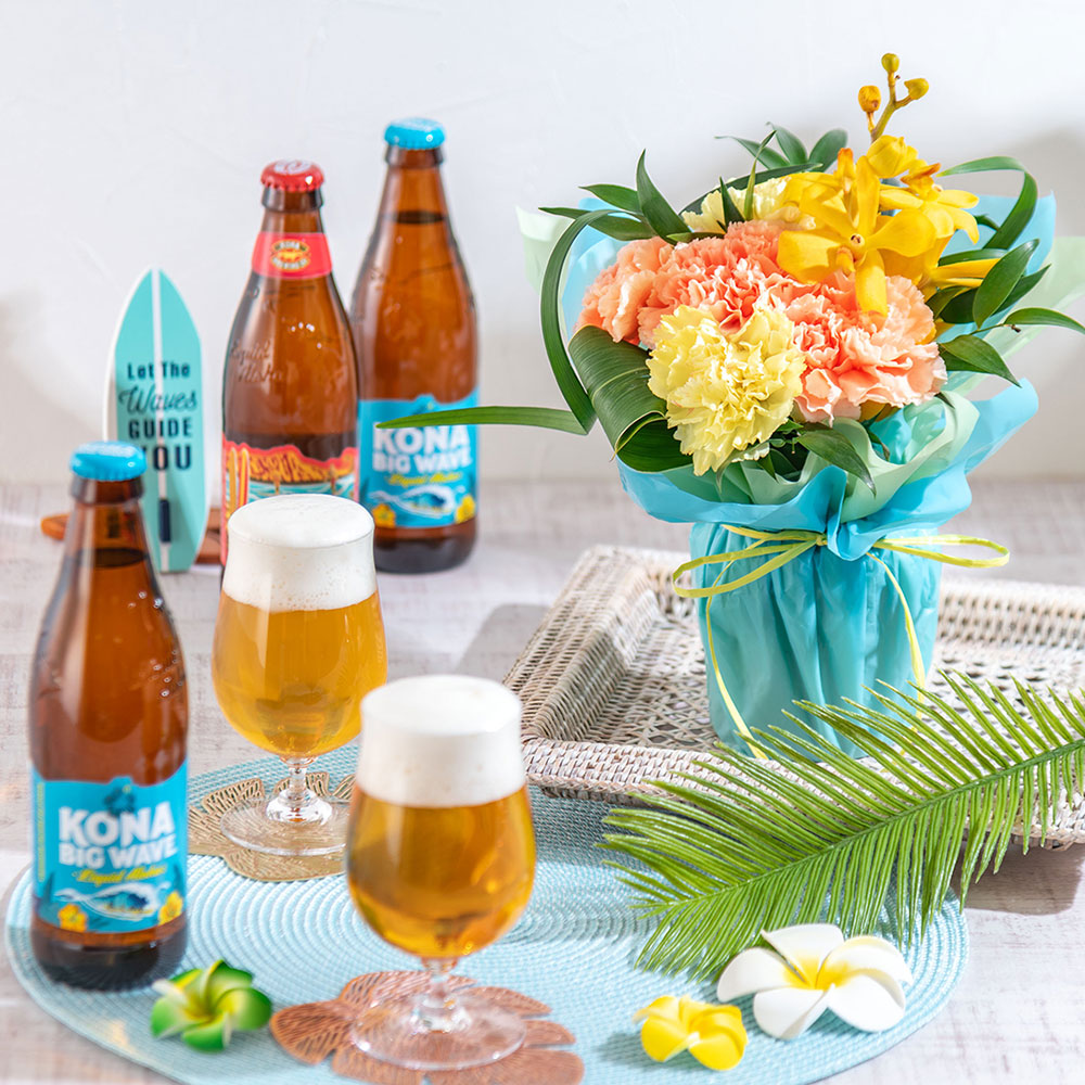 KONA BEER「コナビール3本セット」とそのまま飾れるブーケのセット