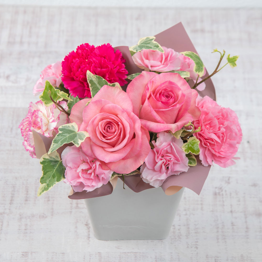 母の日 おまかせアレンジメント（季節の花ピンク系）