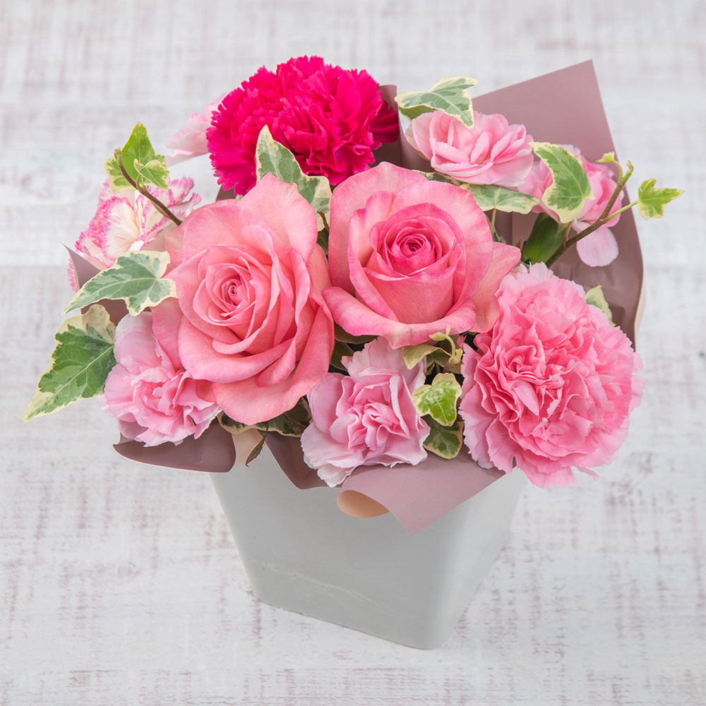 母の日 おまかせアレンジメント（季節の花ピンク系）