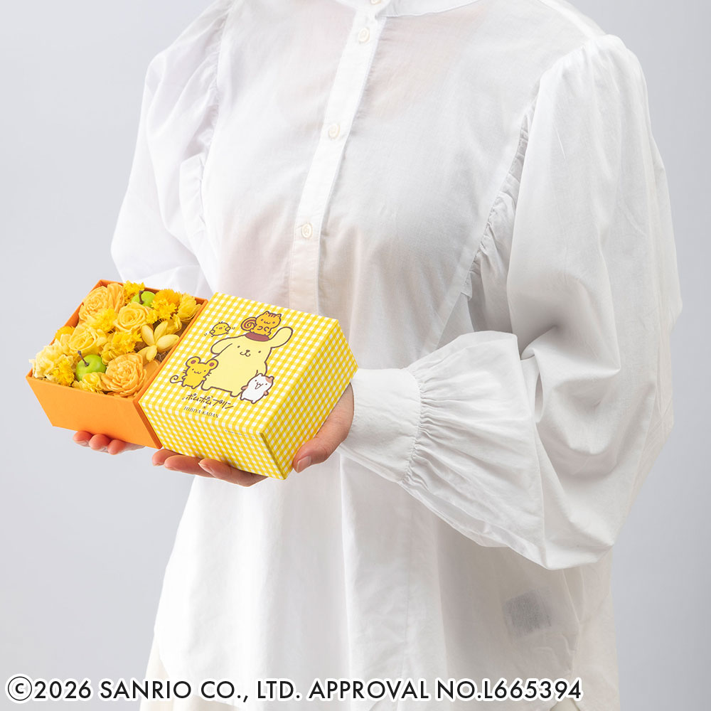 【母の日まだ間に合う！】プリザーブド＆アーティフィシャルフラワーアレンジメント「ポムポムプリン」