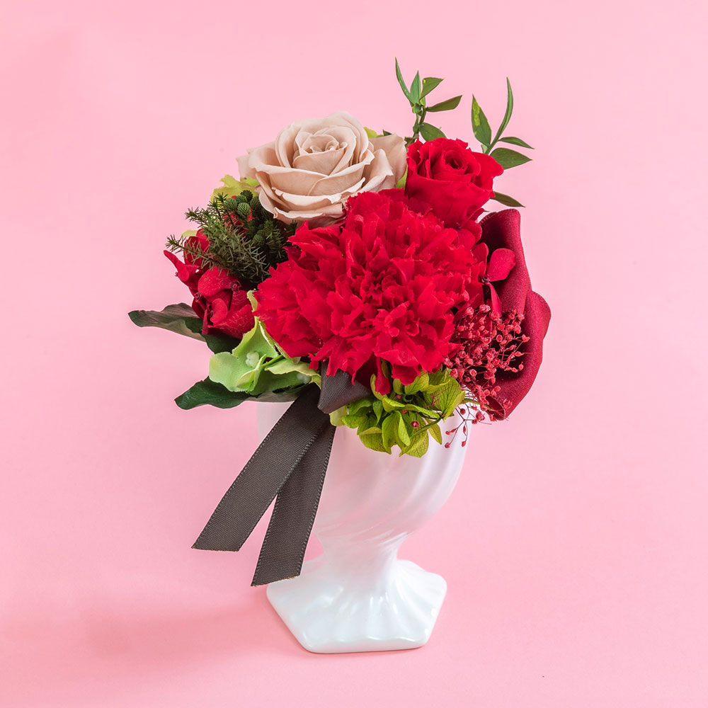 母の日 プリザーブド＆アーティフィシャルアレンジメント「ノワール・ルージュ」