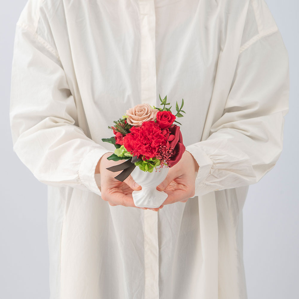 母の日 プリザーブド＆アーティフィシャルアレンジメント「ノワール・ルージュ」