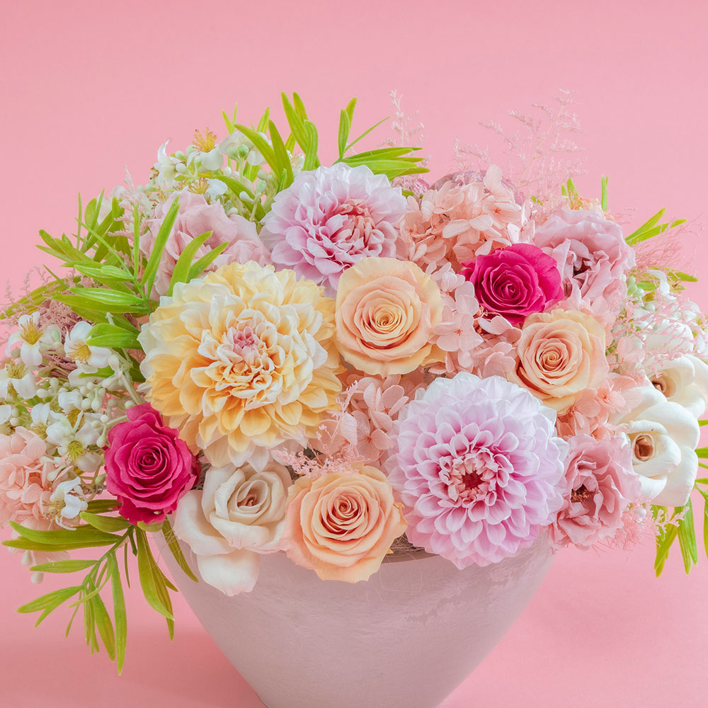 母の日 デザイナーズプリザーブドアレンジメント「フィオリトゥーラ」