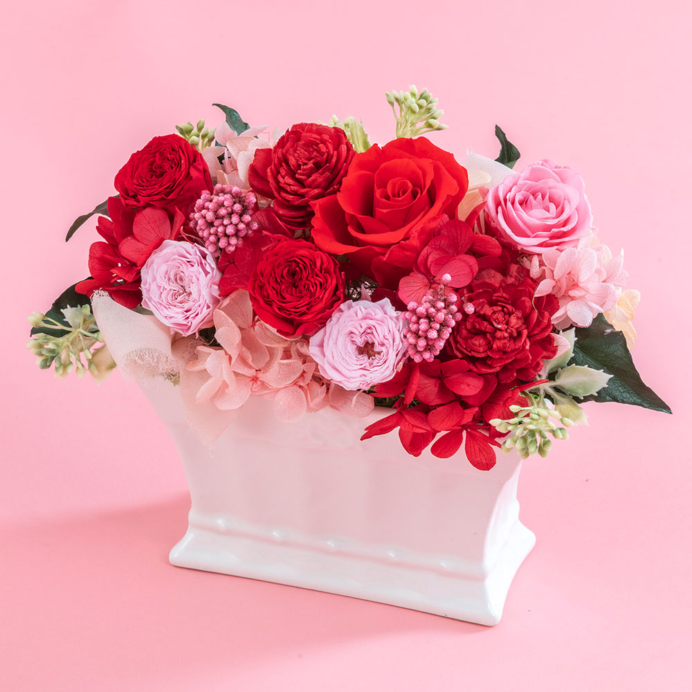 母の日 プリザーブド＆アーティフィシャルアレンジメント「パピヨン・ローズ」