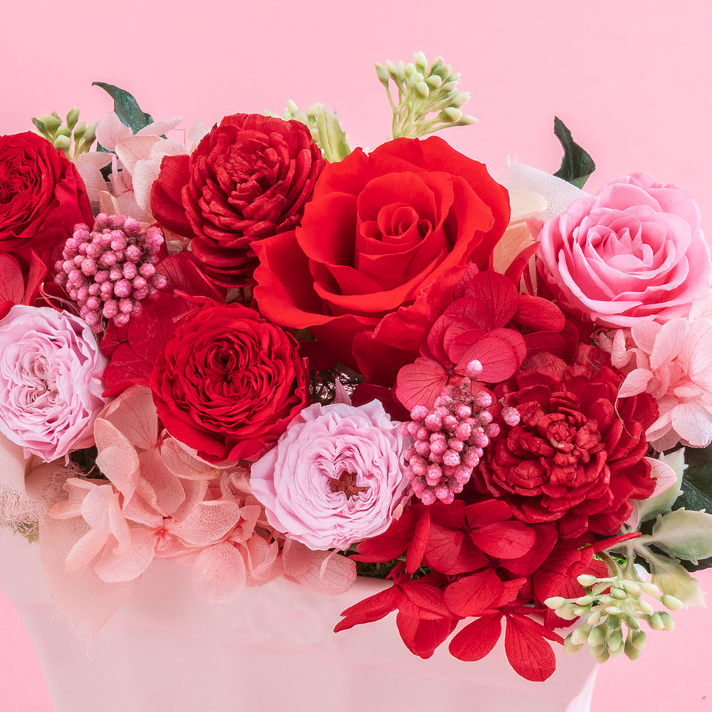 母の日 プリザーブド＆アーティフィシャルアレンジメント「パピヨン・ローズ」