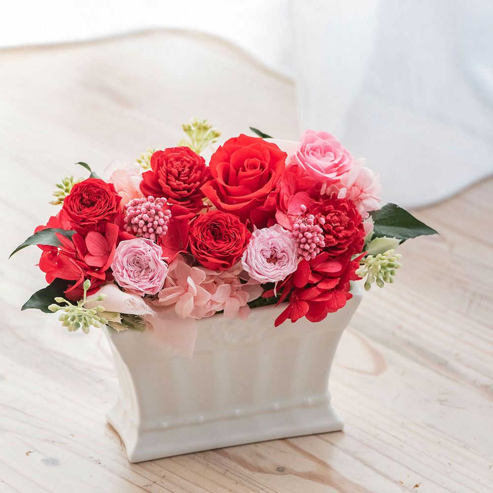 母の日 プリザーブド＆アーティフィシャルアレンジメント「パピヨン・ローズ」