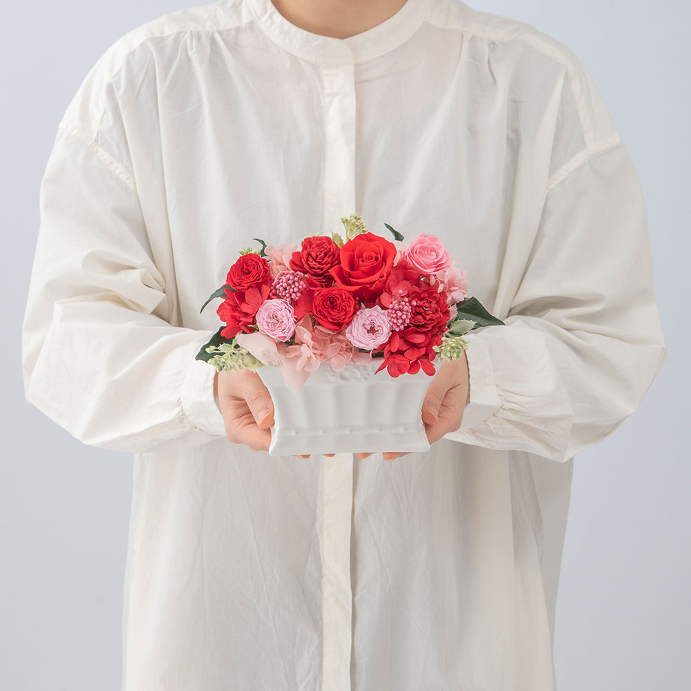 母の日 プリザーブド＆アーティフィシャルアレンジメント「パピヨン・ローズ」